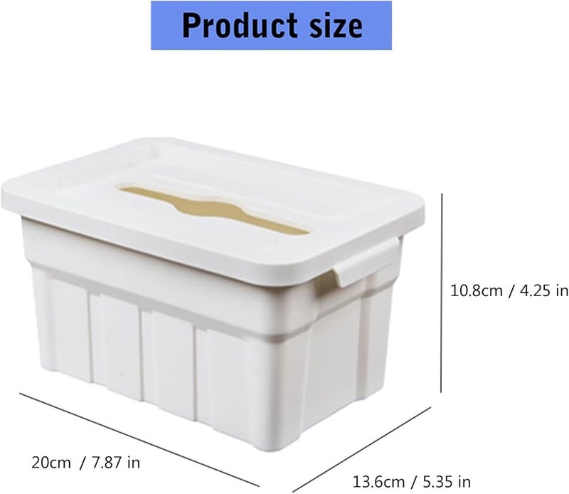 White Retro Tissue Box Organizer Spring Assisted Lift Desktop Storage Container - Image 4